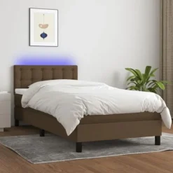 Maison Exclusive - Sengebund med lameller og madras samt LED Mørkebrun 90x200cm