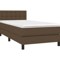 Maison Exclusive - Sengebund med lameller og madras samt LED Mørkebrun 90x200cm