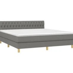 Maison Exclusive - Sengebund med lameller og madras samt LED Grå mørk 180x200 cm