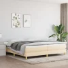Maison Exclusive - Sengebund med lameller og madras Creme 200x200 cm Stof
