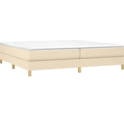 Maison Exclusive - Sengebund med lameller og madras Creme 200x200 cm Stof