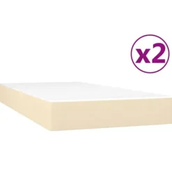 Maison Exclusive - Sengebund med lameller og madras Creme 200x200 cm Stof