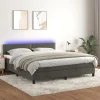 Maison Exclusive - Sengebund med lameller og LED Madison Mørkegrå 160x200 cm