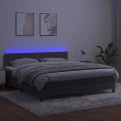 Maison Exclusive - Sengebund med lameller og LED Madison Mørkegrå 160x200 cm