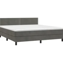 Maison Exclusive - Sengebund med lameller og LED Madison Mørkegrå 160x200 cm