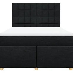 Maison Exclusive - Sengebund med lameller og madras Sort 160x200 cm Stof