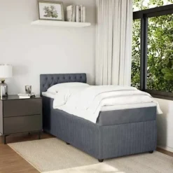 Maison Exclusive - Sengebund med lameller og mørkegrå madras 90x190 cm Velour