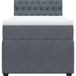 Maison Exclusive - Sengebund med lameller og mørkegrå madras 90x190 cm Velour