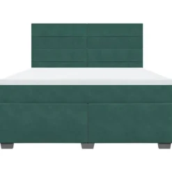Maison Exclusive - Sengebund med lameller og mørkegrøn madras 180x200cm Velour