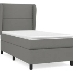 Maison Exclusive - Sengebund med lameller og madras Mørkegrå 90x190 cm Stof