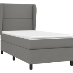 Maison Exclusive - Sengebund med lameller og madras Mørkegrå 90x190 cm Stof