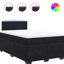 Maison Exclusive - Sengebund med lameller og madras Sort 120x200 cm Velour