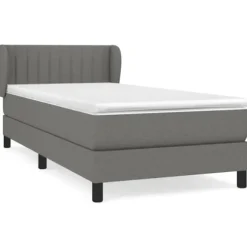 Maison Exclusive - Sengebund med lameller og mørkegrå madras 80x200 cm Stof