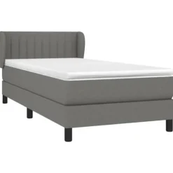 Maison Exclusive - Sengebund med lameller og mørkegrå madras 80x200 cm Stof