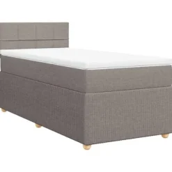 Maison Exclusive - Sengebunde med lameller og madras Taupe 80x200 cm Stof