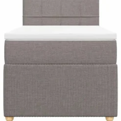 Maison Exclusive - Sengebunde med lameller og madras Taupe 80x200 cm Stof