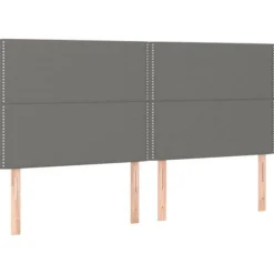 Maison Exclusive - Sengeramme med lameller og madras Mørkegrå 200x200cm Stof