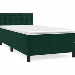 Maison Exclusive - Sengeramme med lameller og mørkegrøjt madras 90x190 cm