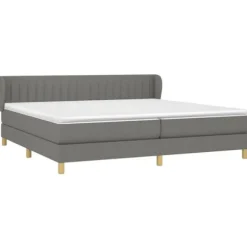 Maison Exclusive - Sengeramme med lameller og madras Mørkegrå 200x200cm Stof