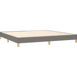 Maison Exclusive - Sengeramme med lameller og madras Mørkegrå 200x200cm Stof