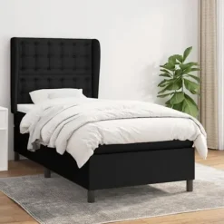 Maison Exclusive - Sengesofa med lamelbund og madras Sort 80x200 cm Stof