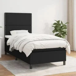 Maison Exclusive - Sengesofa med lamelbund og madras Sort 80x200 cm Stof