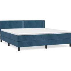 Maison Exclusive - Sengestel med lameller og mørkeblå madras 160x200cm Velours