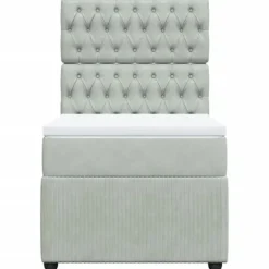 Maison Exclusive - Sengestel med lameller og madras i lys grå 90x190 cm Velour