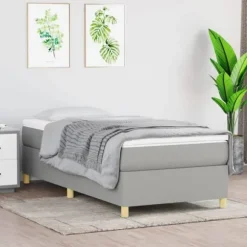 Maison Exclusive - Sengestel med lysegrå fjedre 100x200 cm stof ljusgrått