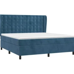 Maison Exclusive - Sengestel med lameller og mørkeblå madras 160x200cm Velours