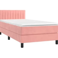 Maison Exclusive - Sengestel med lameller og madras samt LED i rosa 80x200 cm