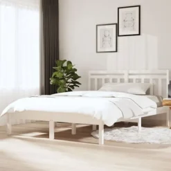 Maison Exclusive - Sengestel uden madras hvid massiv træ 140x190 cm