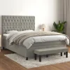 Maison Exclusive - Sengestel med lameller og grålig madras 140x200cm Velour