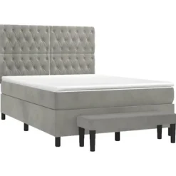 Maison Exclusive - Sengestel med lameller og grålig madras 140x200cm Velour