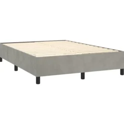Maison Exclusive - Sengestel med lameller og grålig madras 140x200cm Velour