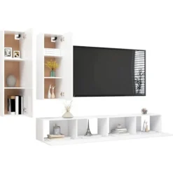 Maison Exclusive - TV-møbel sæt 4 stk Hvid Ingeniørtræ Matt vit