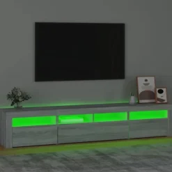 Maison Exclusive - TV-møbel med LED-lys Sonoma grå 210x35x40 cm