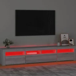 Maison Exclusive - TV-møbel med LED-lys Sonoma grå 210x35x40 cm