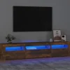 Maison Exclusive - TV-møbel med LED-lys Røget eg 195x35x40 cm
