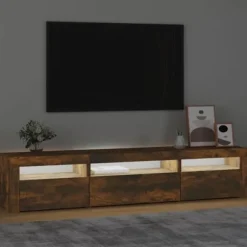 Maison Exclusive - TV-møbel med LED-lys Røget eg 195x35x40 cm