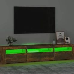 Maison Exclusive - TV-møbel med LED-lys Røget eg 195x35x40 cm