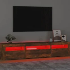 Maison Exclusive - TV-møbel med LED-lys Røget eg 195x35x40 cm