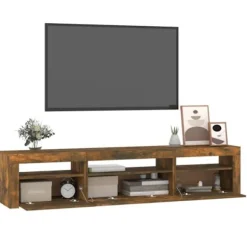 Maison Exclusive - TV-møbel med LED-lys Røget eg 195x35x40 cm