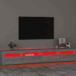 Maison Exclusive - TV-møbel med LED-lys Sonoma grå 240x35x40 cm