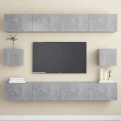 Maison Exclusive - TV-møbel sæt 6 stk Grå beton Ingeniørtræ Betonggrå