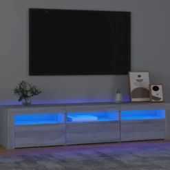 Maison Exclusive - TV-møbel med LED-lys Sonoma grå 180x35x40 cm