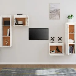 Maison Exclusive - TV-møbler 4 stk Hvid Massivt fyrretræ Vit
