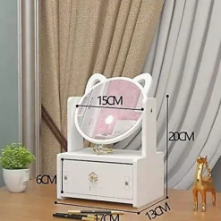 Makeup Organizer Kosmetik Opbevaringsdisplay Bokse Med Spejl Til Badeværelse, Kommode, Toiletbord Og Bordplade