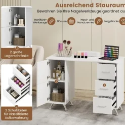 Manicurebord med skuffeskabe & Håndledsstøtte manicure bord hvid