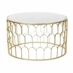 Marmor og jern sidebord - Hvid - 87 x 87 x 51,5 cm